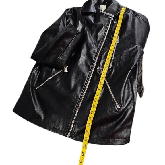 Anthropologie Maeve Oversized Faux-Leather Moto Jacket, Black, Edgy, Size M - Picture 6 of 8